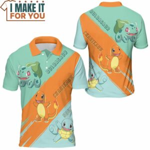 Pokemon Starter Polo Shirt Top Pokemon Gifts for Adults 3
