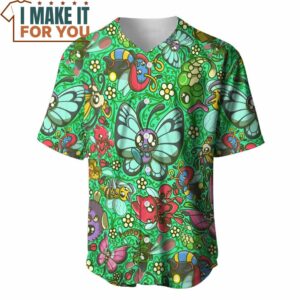 Pokemon Bug Seamless Pattern Baseball Jersey Gifts for Pokemon Lovers 2