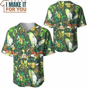 Pokemon Bug Seamless Pattern Custom Baseball Jersey Gifts for Pokemon Lovers 3