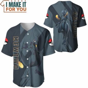 Pokemon Dark Mewtwo Baseball Jersey Gifts for Pokemon Lovers 3