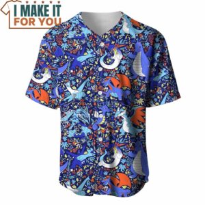 Pokemon Dragon Seamless Pattern Baseball Jersey Gifts for Pokemon Lovers 2