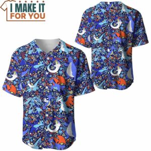 Pokemon Dragon Seamless Pattern Baseball Jersey Gifts for Pokemon Lovers 3