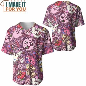 Pokemon Fairy Seamless Pattern Baseball Jersey Pokemon Gifts for Men 3