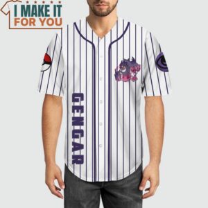 Pokemon Gengar Custom Name Baseball Jersey Pokemon Gifts for Men 4