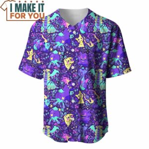 Pokemon Ghost Seamless Pattern Baseball Jersey Pokemon Gifts for Men 2