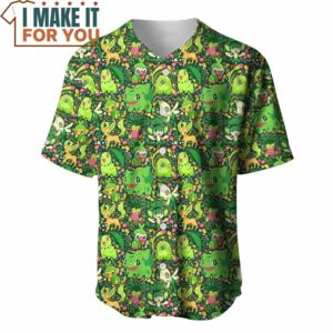 Pokemon Grass Seamless Pattern Baseball Jersey Pokemon Gifts for Men 2
