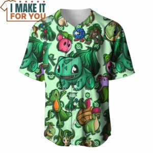 Pokemon Grass Seamless Pattern Cute Baseball Jersey Pokemon Gifts for Men 2