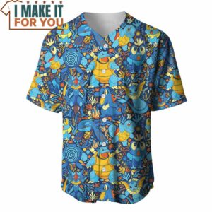 Pokemon Water Seamless Pattern Baseball Jersey Perfect Present for Pokemon Fans 2