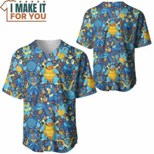 Pokemon Water Seamless Pattern Baseball Jersey Perfect Present for Pokemon Fans 3