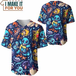 Pokemon Water Seamless Pattern Cute Baseball Jersey Perfect Present for Pokemon Fans 3
