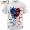 Buffalo Bills Blue Red Heart NFL White T-Shirt, Best Buffalo Bills Gifts for Any Occasion