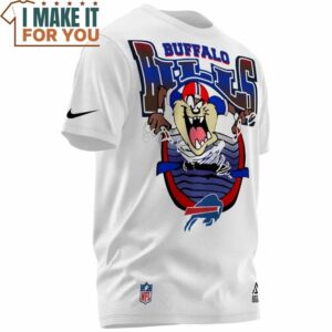 Buffalo Bills Looney Tunes Tasmanian Devil white T Shirt 2