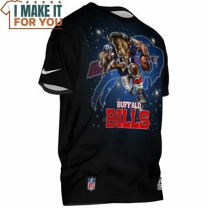 Buffalo Bills Mascot 3D Logo black T Shirt 2