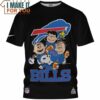 Buffalo Bills Peanuts and Friends Black T-Shirt, Buffalo Bills Gifts Under $25