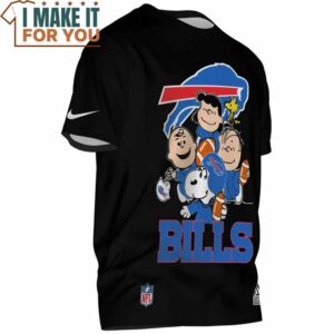 Buffalo Bills Peanuts and Friends Black T Shirt 2