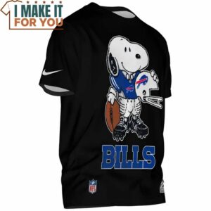 Buffalo Bills Snoopy Play Football Black T Shirt 2