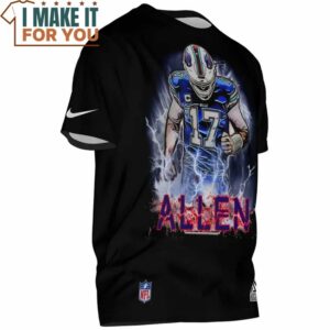 Josh Allen 17 x Buffalo Bills 3D Art Black T Shirt 2
