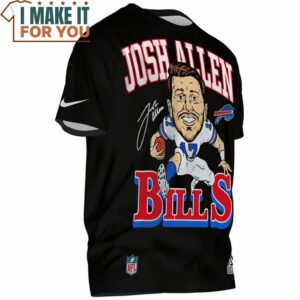Josh Allen x Buffalo Bills Black 3D T Shirt 2