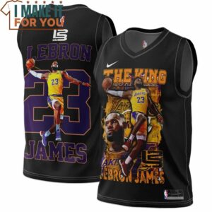 Lebron James 23 King of Lakers Black 3D Jersey, Gifts for LeBron James Fans