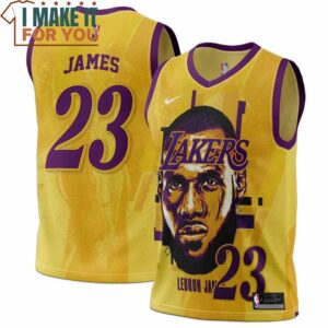 Lebron James 23 Laker Yellow 3D Jersey, LeBron James Gifts for Men