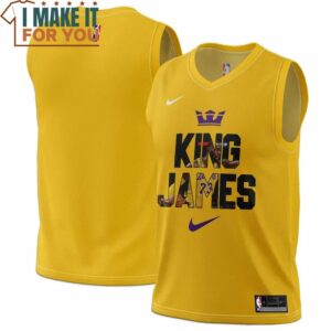 Lebron James King James Nike Yellow Jersey, Gifts for LeBron James Fans