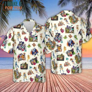 80s Famous Cartoon Characters Pattern Hawaiian Shirt 4