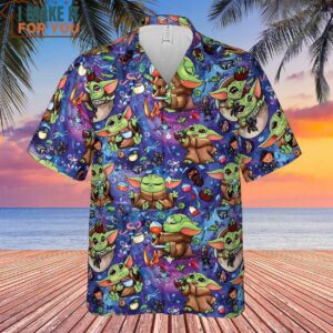 Baby Yoda In the Galaxy Hawaiian Shirt 2