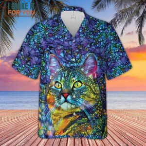 Cat Stained Glass Hawaiian Shirt 2
