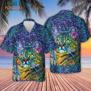 Cat Stained Glass Hawaiian Shirt 4