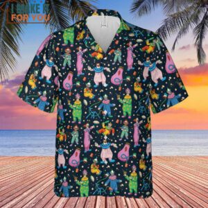 Clowns Popcorn Killer Klowns from Outer Space Pattern Hawaiian Shirt 2