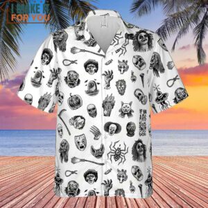 Cult Horror Characters Cryptkeeper Beetlejuice Chucky Fears of a clown Hawaiian Shirt Fun and Festive Hawaiian Shirts 2