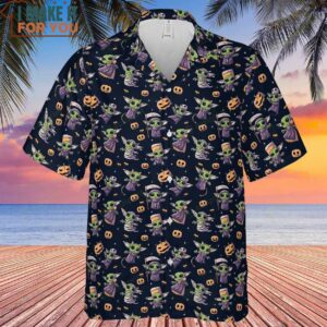 Cute Baby Yoda Halloween Pattern Hawaiian Shirt 2