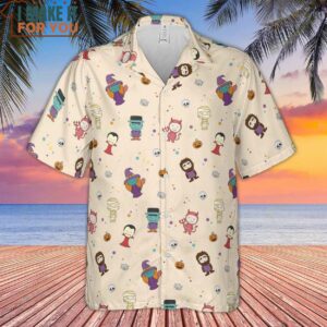 Cute Halloween Characters Pattern Hawaiian Shirt 2