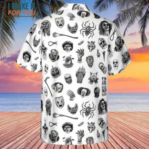 Cult Horror Characters Cryptkeeper Beetlejuice Chucky Fears of a clown Hawaiian Shirt Fun and Festive Hawaiian Shirts 3