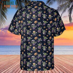 Cute Baby Yoda Halloween Pattern Hawaiian Shirt 3