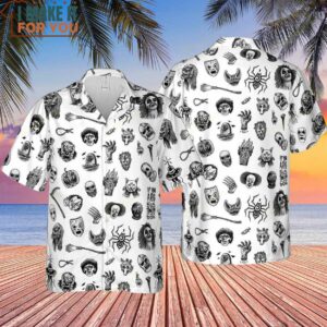 Cult Horror Characters Cryptkeeper Beetlejuice Chucky Fears of a clown Hawaiian Shirt Fun and Festive Hawaiian Shirts 4