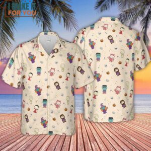 Cute Halloween Characters Pattern Hawaiian Shirt 4