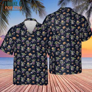 Cute Baby Yoda Halloween Pattern Hawaiian Shirt 4