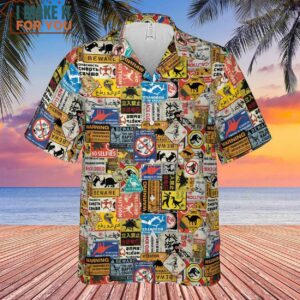 Dinosaur Warning Sign Jurassic Park Hawaiian Shirt 2