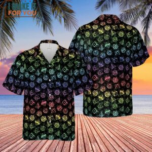 Dungeons and Dragons Rainbow Dice Set Pattern Hawaiian Shirt 3
