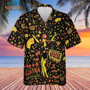 Elvira Mistress Of The Dark Pattern Hawaiian Shirt 2