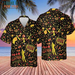 Elvira Mistress Of The Dark Pattern Hawaiian Shirt 4