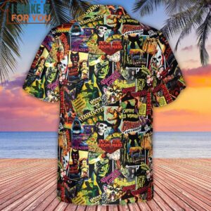 Fright Night Halloween Retro Horror Characters Collage Hawaiian Shirt 2