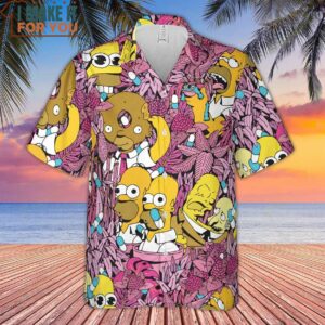 Homer Simpson In Flower Bush The Simpsons Hawaiian Shirt 2