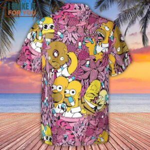 Homer Simpson In Flower Bush The Simpsons Hawaiian Shirt 3
