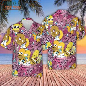 Homer Simpson In Flower Bush The Simpsons Hawaiian Shirt 4