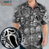 Horror Movie Assemblage Ghostface Xenomorph Pinhead Freddy Michael Myers Hawaiian Shirt