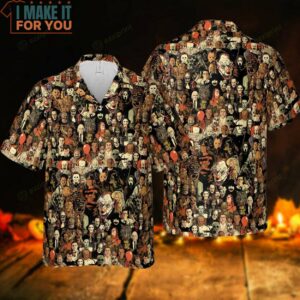 Horror Movie Characters Halloween Pattern Hawaiian Shirt 2