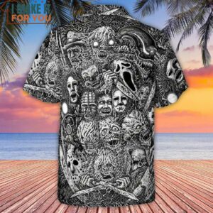 Horror Movie Assemblage Ghostface Xenomorph Pinhead Freddy Michael Myers Hawaiian Shirt Fun and Stylish Hawaiian Shirts 3