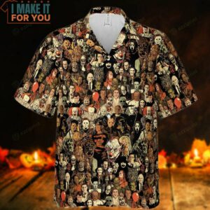 Horror Movie Characters Halloween Pattern Hawaiian Shirt 3